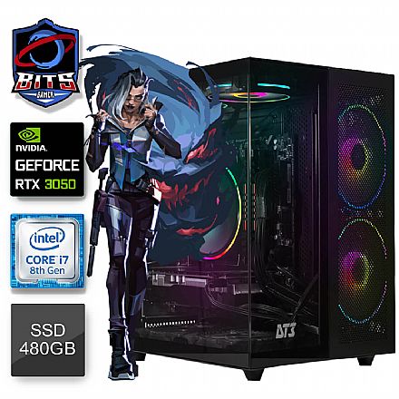 Computador Gamer - PC Gamer Bits 2024 - Intel i7 8700, 16GB, SSD 480GB, Vídeo GeForce RTX 3050