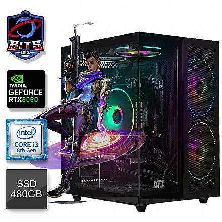 Computador Gamer - PC Gamer Bits 2024 - Intel i7 8700, 16GB, SSD 480GB, Vídeo GeForce RTX 3060