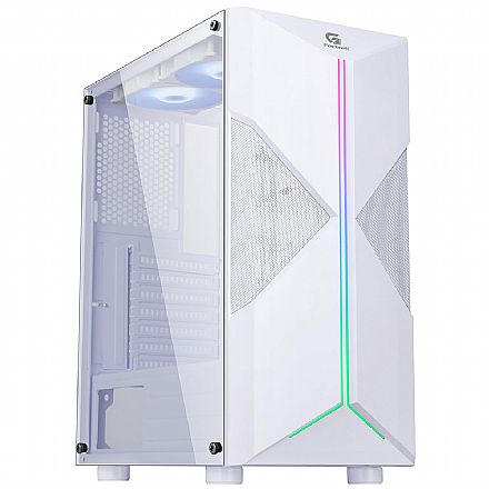 Gabinete - Gabinete Gamer Fortrek Holt - Lateral em Acrílico - LED RGB - Mid Tower - Branco - 80524