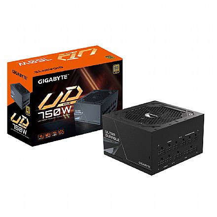 Fonte - Fonte 750W Gigabyte UD - Modular - Eficiência 90% - 80 PLUS® Gold - GP-UD750GM