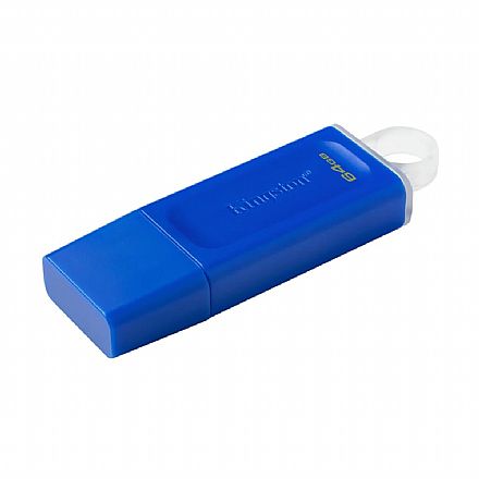 Pen Drive - Pen Drive 64GB Kingston Exodia - USB 3.2 - Azul - KC-U2G64-7GB