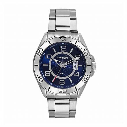 Beleza e Cuidado Pessoal - Relógio Masculino Mondaine Casual Prata - Detalhe Azul - 32542G0MVNE1