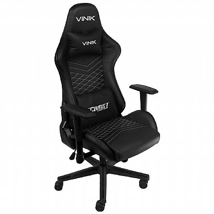 Cadeiras - Cadeira Gamer Vinik Comet - Encosto Reclinável 180° - Base de Nylon - Preta - CGC10P