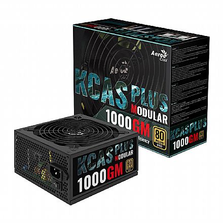 Fonte - Fonte 1000W Aerocool KCAS Plus 1000GM - Semi Modular - Eficiência 90% - 80 PLUS® Gold