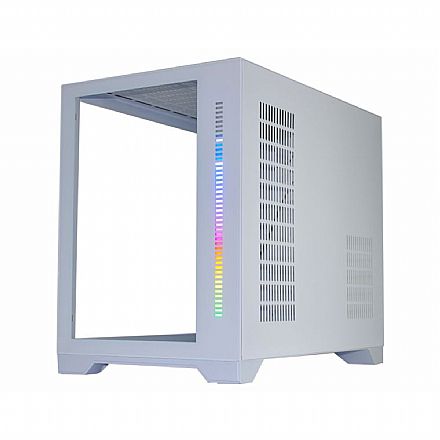 Gabinete - Gabinete Gamer K-Mex Space X W12A - Lateral e Frontal em Vidro Temperado - USB 3.0 - Iluminação LED - Micro ATX - Branco
