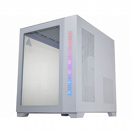 Gabinete - Gabinete Gamer K-Mex Space Z1 White W2AD - Lateral e Frontal em Vidro Temperado - USB 3.0 - Iluminação LED - Micro ATX - Branco