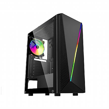 Gabinete - Gabinete Gamer K-Mex Yaiba 1 05AA - Lateral em Vidro Temperado - USB 3.0 - Iluminação LED - ATX - Preto - CG05AARH001CB0X