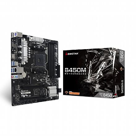 Placa Mãe para AMD - Biostar B450MX-S (AM4 - DDR4 4333 O.C) - Chipset AMD B450 - USB 3.2 - Slot M.2 - Micro ATX