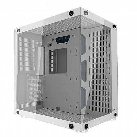 Gabinete - Gabinete Gamer Motospeed Hyrax HGB700 - Lateral e Frontal em Vidro - USB 3.0 - Micro ATX - Branco - HGB700W