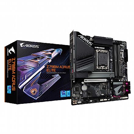 Placa Mãe para Intel - Gigabyte Z790M AORUS ELITE (LGA 1700 - DDR5 7600 O.C) - Chipset Z790 - USB 3.2 - 4 x Slot M.2 - 2.5GbE LAN - Micro ATX