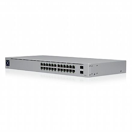 Rede Switch - Switch 24 Portas Ubiquiti UniFi - 24 Portas Gigabit - 2 Portas SFP Gigabit - PoE+ - Gerenciável - USW-24-PoE