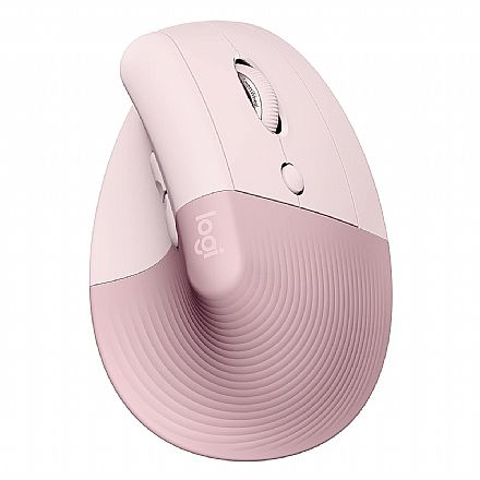 Mouse - Mouse Ergonômico Vertical sem Fio Logitech Lift - 4000 DPI - 6 Botões - Rosa - 910-006472