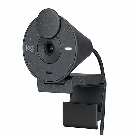 Webcam - Web Câmera Logitech Brio 300 - Videochamada e Gravações em Full HD - Grafite - 960-001413