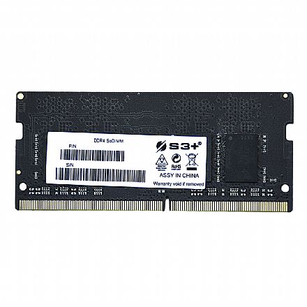 Memória para Notebook - Memória SODIMM 16GB DDR4 2666MHz S3+ - para Notebook - CL19 - S3S4N2619161