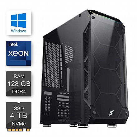 Servidor - Servidor Bits 2024 - Intel® Xeon E-2324G, RAM 128GB ECC, SSD 4TB NVMe, Fonte 1000W, Refrigeração Líquida, Windows Server 2019 Essentials
