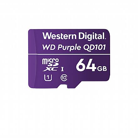 Cartão de Memória - Cartão 64GB Micro SD - Classe 10 - Velocidade até 20MB/s - Western Digital Purple - 4600163