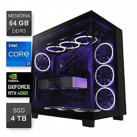 Computador Gamer - PC Gamer Bits Overkill - Intel i7 14700F, 64GB, SSD 4TB, Video GeForce RTX 4080
