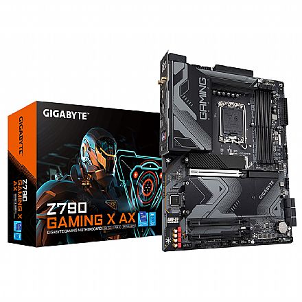 Placa Mãe para Intel - Gigabyte Z790 GAMING X AX - (LGA 1700 - DDR5 7600 O.C) Chipset Z790 - Wi-Fi e Bluetooth - 4x Slot M.2 - ATX