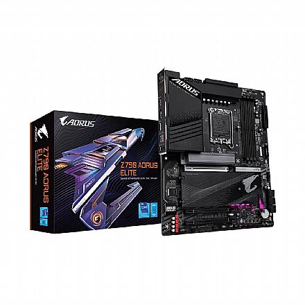 Placa Mãe para Intel - Gigabyte Z790 AORUS ELITE - (LGA 1700 - DDR5 7600 O.C) Chipset Z790 - 4x Slot M.2 - USB 3.2 - 2.5GbE LAN - ATX