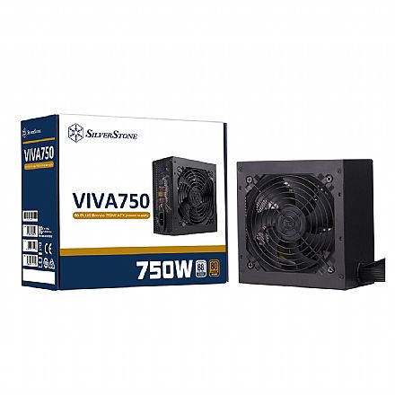 Fonte - Fonte 750W SilverStone Viva 750 - PFC Ativo - Eficiência 80% - 80 PLUS® Bronze - SST-VA750-B