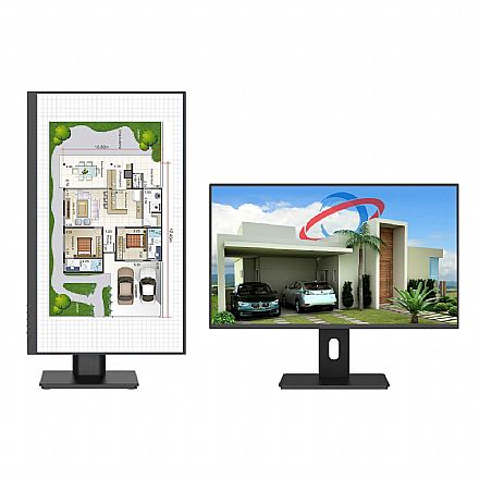 Monitor - Monitor 21.5" 3Green A2153G-LED - Full HD - Vertical - Regulagem de Altura, Rotação 90° Pivot - Suporte Vesa - HDMI/VGA