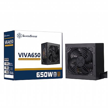 Fonte - Fonte 650W SilverStone Viva 650 - PFC Ativo - Eficiência 80% - 80 PLUS® Bronze - SST-VA650-B