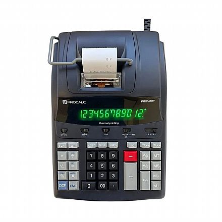 Suprimentos - Calculadora Profissional com Bobina Procalc - 12 digítos - Impressão Térmica - Preta - PR5400T
