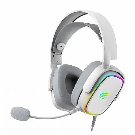 Fone de Ouvido - Headset Gamer Havit H2035UW - Driver de 50 mm - RGB - Conector USB - Branco - HVGMH-H2035U-WH