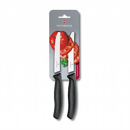 Acessórios - Conjunto Facas Victorinox Swiss Classic - Lâmina Serrilhada - 11 cm - 2 Unidades - Preta - 6.7833.B