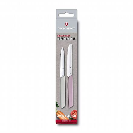 Acessórios - Conjunto Facas Victorinox Swiss Modern Edição Limitada - 2 Unidades - Rosa e Cinza - 6.9096.2L2