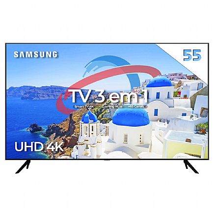 TVs - TV 55" Samsung UHD 55CU7700 - Smart TV - 4K Ultra HD - HDR 10+ - Gaming Hub - Wi-Fi e Bluetooth - HDMI / USB