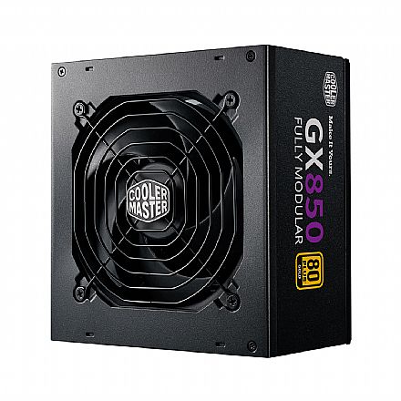 Fonte - Fonte 850W Cooler Master GX850 Gold - Modular - PFC Ativo - Eficiência 90% - 80 Plus® Gold - MPE-8501-AFAAG-W1