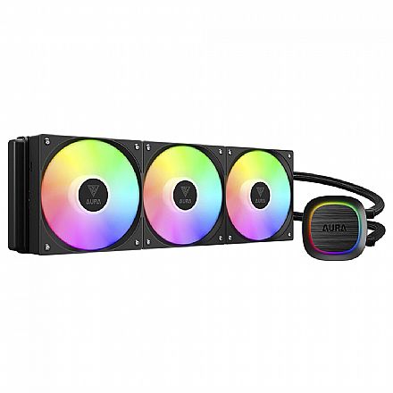Water Cooler - Water Cooler Gamdias Aura GL360 V2 (AMD / Intel) - 360mm - Iluminação aRGB - Preto