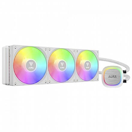 Water Cooler - Water Cooler Gamdias Aura GL360 V2 (AMD / Intel) - 360mm - Iluminação ARGB - Branco