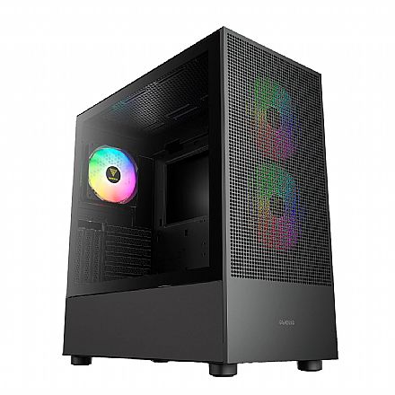 Gabinete - Gabinete Gamer Gamdias Talos E3 Mesh Elite - Lateral em Vidro Temperado - USB-C - USB 3.2 - 3 Coolers ARGB Inclusos - Preto