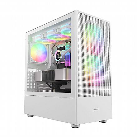 Gabinete - Gabinete Gamer Gamdias Talos E3 Mesh Elite White - Lateral em Vidro Temperado - USB-C - USB 3.2 - 3 Coolers ARGB Inclusos - Branco