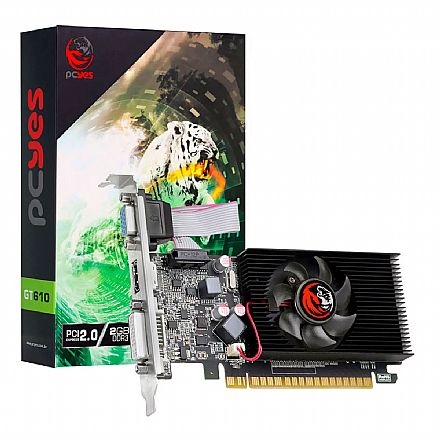 Placa de Vídeo - GeForce GT 610 2GB GDDR3 64bits - Low Profile - PCYes - PVG6102GBR364LP