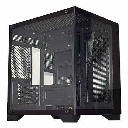 Gabinete - Gabinete Gamer K-Mex SpaceAqua II CGQN24 - Lateral e Frontal em Vidro Temperado - USB 3.2 - Micro ATX - Preto