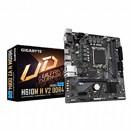 Placa Mãe para Intel - Gigabyte H610M H V2 DDR4 (LGA 1700 - DDR4 3200) - Chipset H610 Express - USB 3.2 - Slot M.2 - Micro ATX