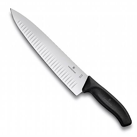 Acessórios - Faca Victorinox Chef Swiss Classic - Lâmina com Sulcos Extremamente Afiada - 25 cm - Preta - 6.8023.25G