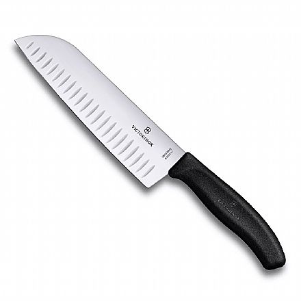 Acessórios - Faca Victorinox Santoku Swiss Classic - Lâmina com Sulcos Extremamente Afiada - 17 cm - Preta - 6.8523.17G