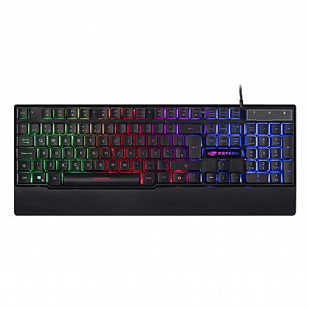 Teclado - Teclado Gamer C3Tech KG-60BK - ABNT2 - Teclas Multimídia - LED Multicores - Apoio de Punho