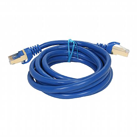 Cabo de rede - Cabo de Rede FTP (Patch Cord) RJ45 Cat 7 - Blindado - 2.5 metros - Azul - Plus Cable CAT725BL