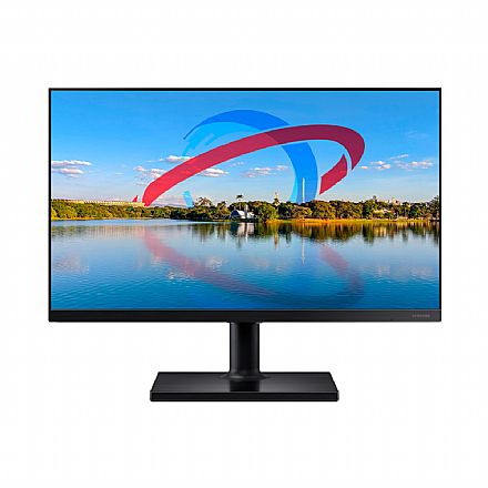 Monitor - Monitor 24" Samsung LF24T450FQLMZD - Full HD - Painel IPS - 75Hz - Regulagem de Altura e Rotação 90° Pivot - HDMI/DisplayPort