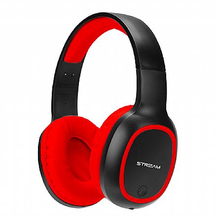 Fone de Ouvido - Fone de Ouvido Bluetooth ELG EPB-MS1RD - com Microfone - Entrada para Micro SD - Preto e Vermelho