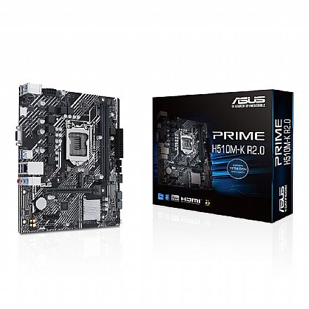 Placa Mãe para Intel - Asus Prime H510M-K R2 (LGA 1200 - DDR4 3200 O.C) - Chipset Intel H470 - USB 3.2 - Slot M.2 - Micro ATX