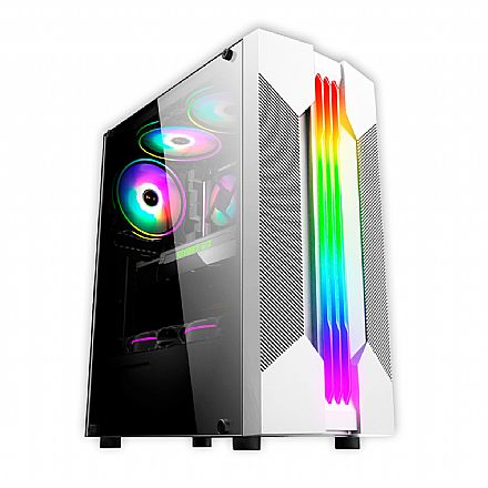 Gabinete - Gabinete Gamer K-Mex Bifrost 6 CG-W1A9 - Lateral em Vidro Temperado - LED RGB - ATX - Branco