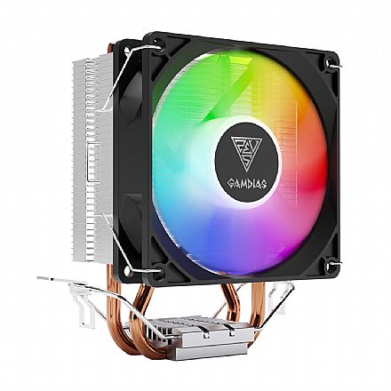 Cooler CPU - Cooler para Processador Gamdias Boreas E1 Lite E1-210 Lite - Intel / AMD - RGB Rainbow - Preto