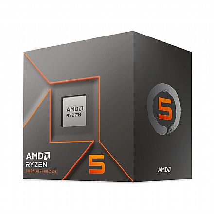 Processador AMD - AMD Ryzen 5 8400F - 6 Núcleos - 12 Threads - 4.2GHz (Turbo 4.7 GHz) - Cache 22MB - AM5 - TDP 65W - 100-100001591BOX