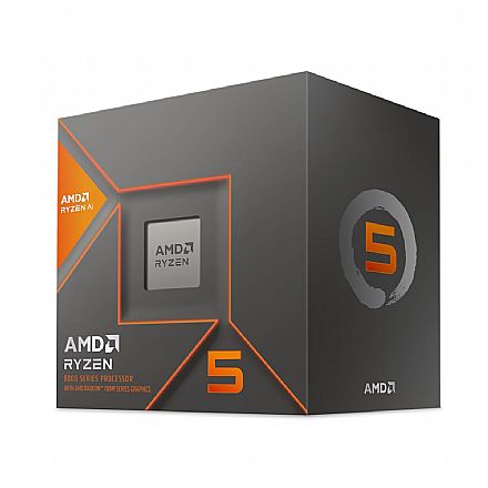 Processador AMD - AMD Ryzen 5 8600G - 6 Núcleos - 12 Threads - 4.3GHz (Turbo 5.0 GHz) - Vídeo Integrado - Cache 22MB - AM5 - TDP 65W - 100-100001237BOX